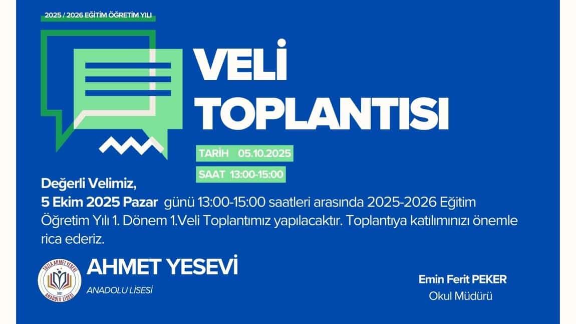 2025-2026 EĞİTİM ÖĞRETİM YILI 1.DÖNEM VELİ TOPLANTISI