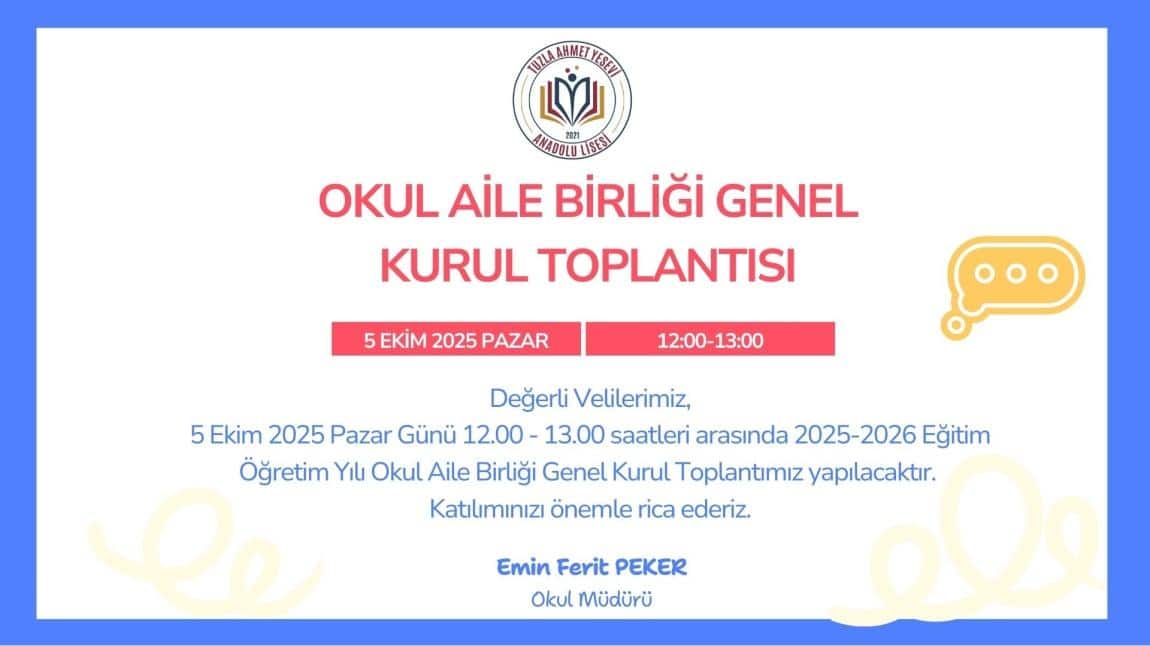 OKUL AİLE BİRLİĞİ GENEL KURUL TOPLANTISI
